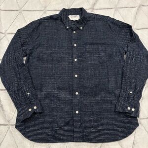 Corridor NYC Button Down Shirt Abstract Pattern Men's Size XLarge Navy Blue
